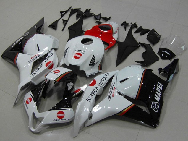 Mejores Carenados Moto Honda CBR600RR 2009-2012 - Blanco Rojo Negro Brillante Konica Minolta