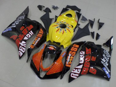 Mejores Carenados Moto Honda CBR600RR 2009-2012 - Amarillo Naranja Negro Brillante Rossi Carrera