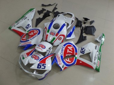 Mejores Carenados Moto Honda CBR600RR 2013-2023 - Blanco Rojo Azul Pata 65