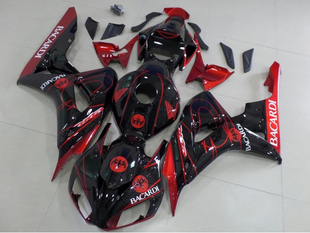 Mejores Carenados Moto Honda CBR1000RR 2006-2007 - Rojo Negro Brillante Bacardi