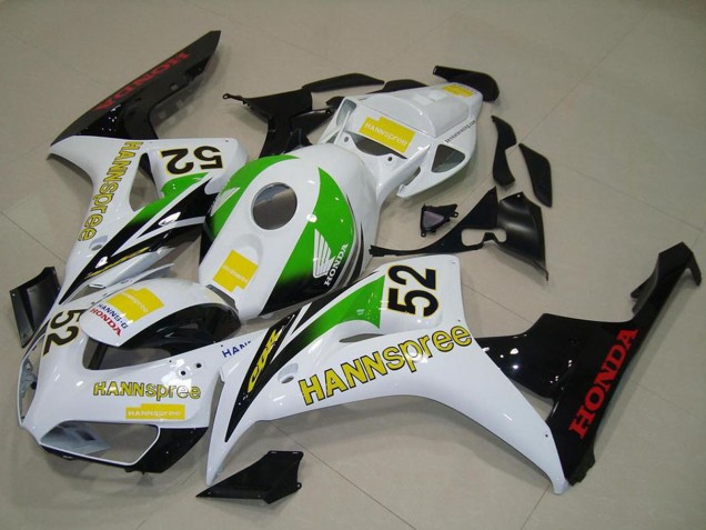 Mejores Carenados Moto Honda CBR1000RR 2006-2007 - Blanco Verde Amarillo Negro Brillante Hannspree 52