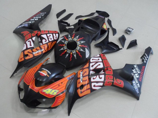 Mejores Carenados Moto Honda CBR1000RR 2006-2007 - Negro Mate Naranja Rossi 46