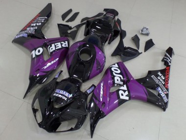 Mejores Carenados Moto Honda CBR1000RR 2006-2007 - Negro Brillante Púrpura Repsol