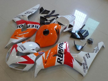 Mejores Carenado Moto Honda CBR1000RR 2006-2007 - Naranja Blanco Rojo Negro Brillante Repsol