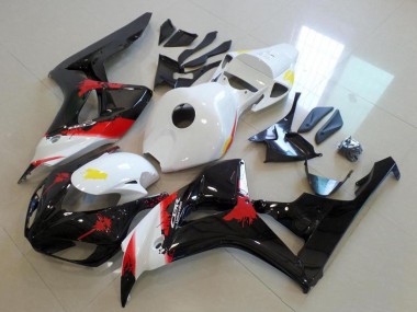 Mejores Carenado Moto Honda CBR1000RR 2006-2007 - Blanco Rojo Negro Brillante