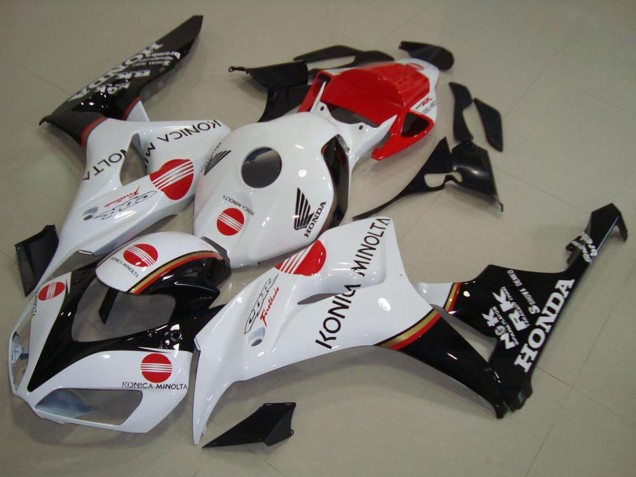 Mejores Carenado Moto Honda CBR1000RR 2006-2007 - Blanco Rojo Negro Brillante Konica Minolta