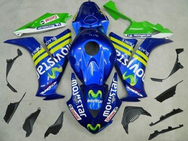 Mejores Carenados Moto Honda CBR1000RR 2012-2016 - Azul Amarillo Verde MoviStar Castrol