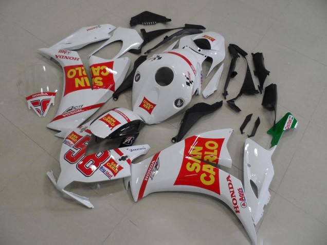 Mejores Carenado Moto Honda CBR1000RR 2012-2016 - Blanco Rojo Amarillo San Carlo