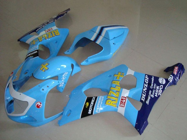 Mejores Carenados Moto Suzuki GSXR 1000 2000-2002 - Azul Claro Amarillo Negro Blanco Amarillo Rizla