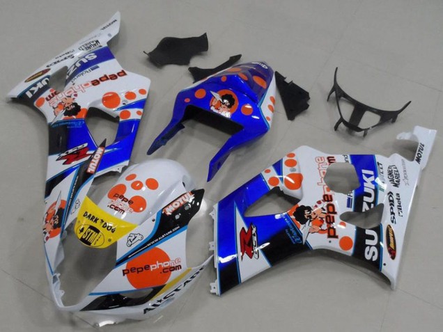 Mejores Carenados Moto Suzuki GSXR 1000 2003-2004 - Blanco Azul Rojo Amarillo Pepe Phone