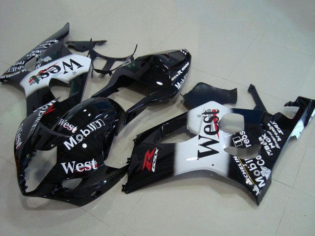 Mejores Carenados Moto Suzuki GSXR 1000 2003-2004 - Negro Brillante Blanco West Rojo