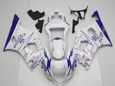 Mejores Carenados Moto Suzuki GSXR 1000 2003-2004 - Blanco Azul Corona Alstare