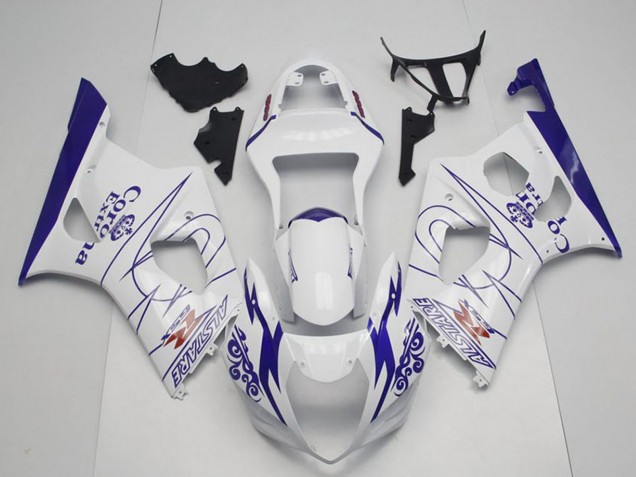 Mejores Carenados Moto Suzuki GSXR 1000 2003-2004 - Blanco Azul Corona Alstare