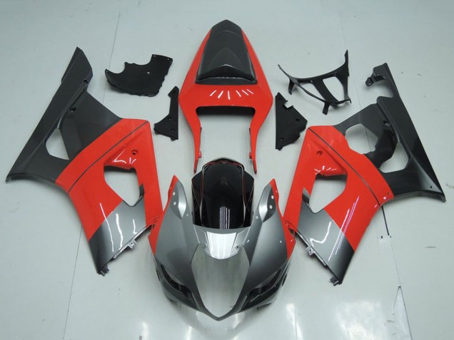 Mejores Carenado Moto Suzuki GSXR 1000 2003-2004 - Rojo Plata Negro