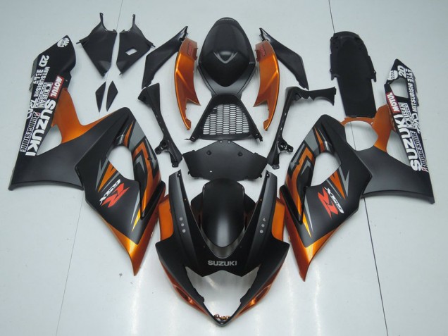 Mejores Carenado Moto Suzuki GSXR 1000 2005-2006 - Negro Mate Naranja