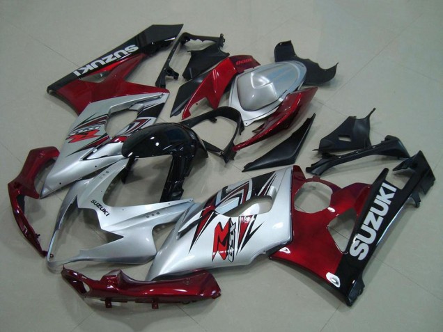 Mejores Carenado Moto Suzuki GSXR 1000 2005-2006 - Plata Rojo Negro