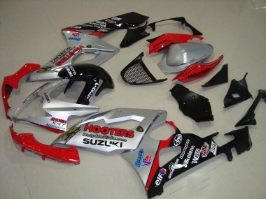 Mejores Carenados Moto Suzuki GSXR 1000 2005-2006 - Plata Rojo Negro Hooters