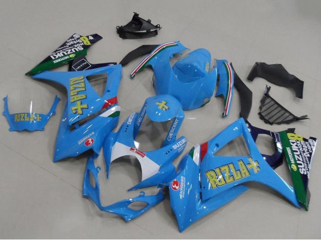 Mejores Carenados Moto Suzuki GSXR 1000 2007-2008 - Azul Blanco Amarillo Negro Rizla