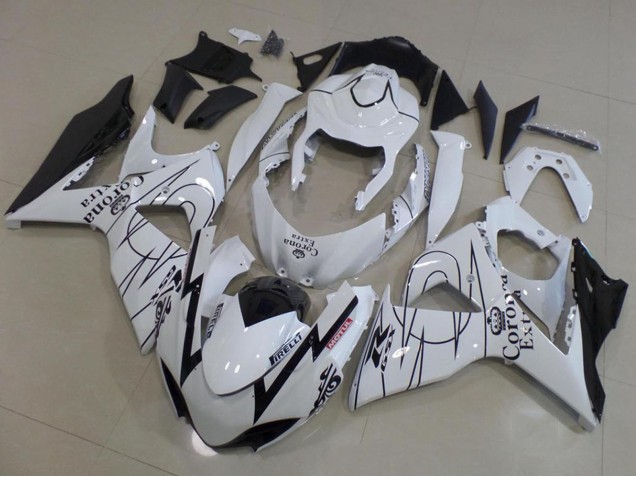 Mejores Carenados Moto Suzuki GSXR 1000 2009-2016 - Blanco Negro Corona Carrera