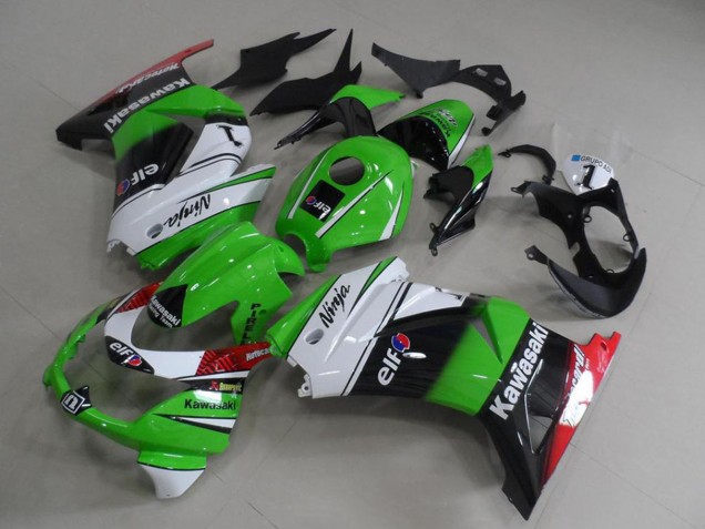 Mejores Carenados Moto Kawasaki ZX250R 2008-2012 - Blanco Verde Negro Rojo Elf
