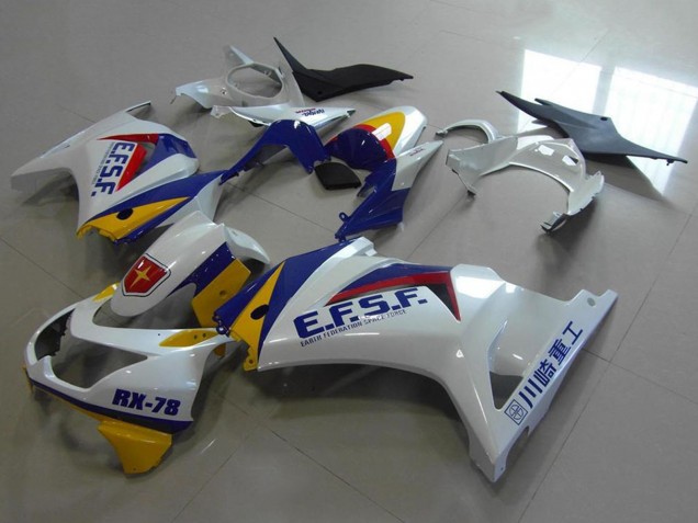 Mejores Carenados Moto Kawasaki ZX250R 2008-2012 - Blanco Amarillo Azul Rojo EFSF RX-78