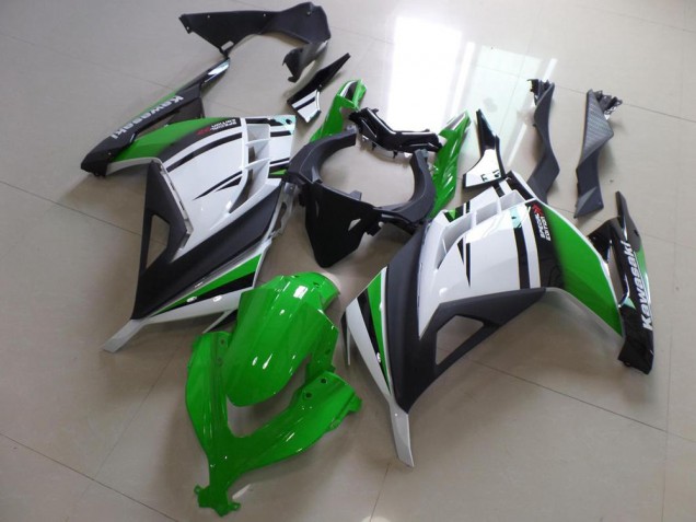 Mejores Carenados Moto Kawasaki ZX300R 2013-2018 - Blanco Verde Negro Mate