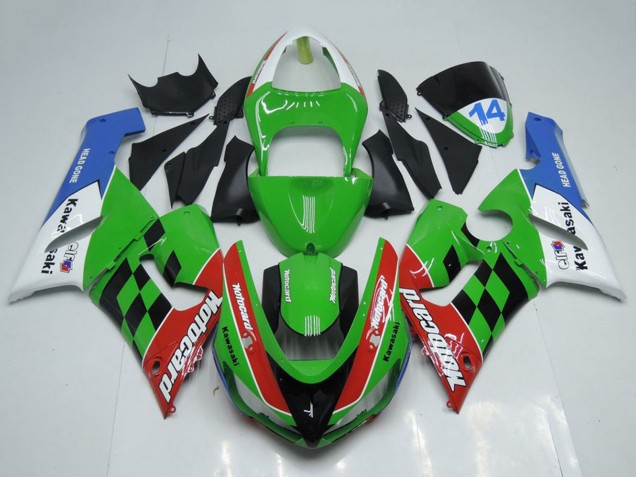 Mejores Carenados Moto Kawasaki ZX6R 2005-2006 - Blanco Verde Rojo Azul Negro Motocard