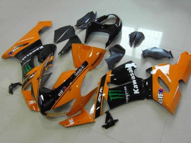 Mejores Carenados Moto Kawasaki ZX6R 2005-2006 - Naranja Negro Verde Monstruo