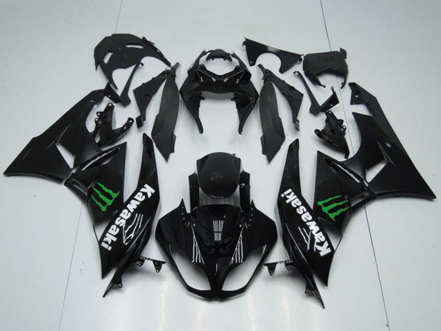 Mejores Carenados Moto Kawasaki ZX6R 2009-2012 - Negro Brillante Verde Monstruo