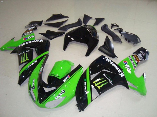 Mejores Carenados Moto Kawasaki ZX10R 2006-2007 - Verde Plata Negro Brillante Monstruo