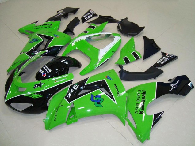 Mejores Carenados Moto Kawasaki ZX10R 2006-2007 - Verde Blanco Negro Brillante