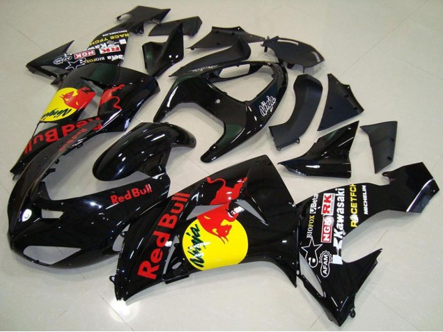 Mejores Carenados Moto Kawasaki ZX10R 2006-2007 - Negro Brillante Amarillo Rojo Bull