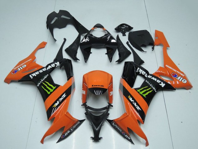 Mejores Carenados Moto Kawasaki ZX10R 2008-2010 - Naranja Negro Verde Monstruo