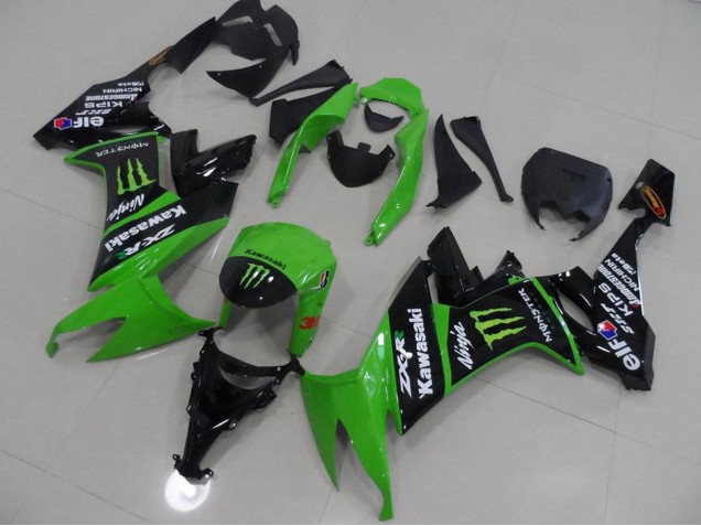 Mejores Carenados Moto Kawasaki ZX10R 2008-2010 - Verde Negro Brillante Monstruo
