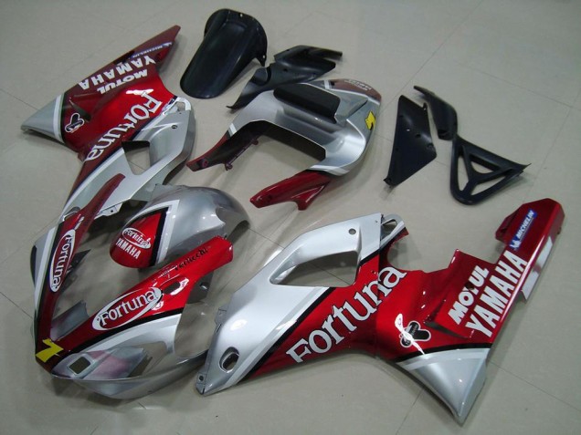 Mejores Carenados Moto Yamaha YZF R1 2000-2001 - Plata Rojo Fortuna Motul 7