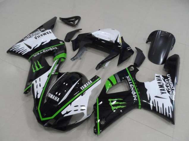Mejores Carenados Moto Yamaha YZF R1 2000-2001 - Blanco Negro Verde Monstruo