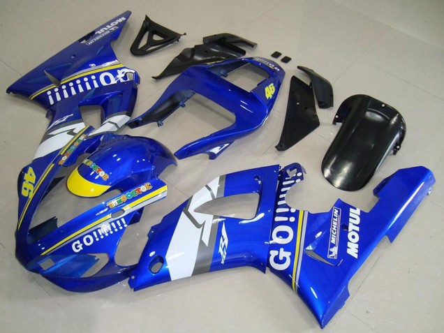 Mejores Carenados Moto Yamaha YZF R1 2000-2001 - Azul Blanco Amarillo Motul 46