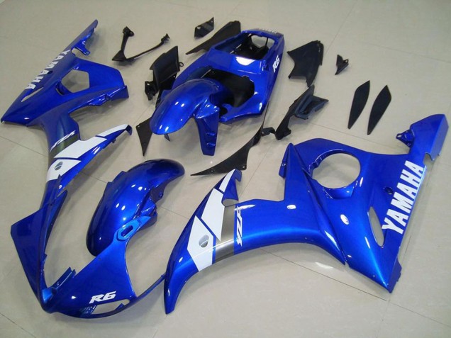 Mejores Carenados Moto Yamaha YZF R6 2003-2004 - Azul Blanco OEM Estilo