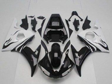 Mejores Carenado Moto Yamaha YZF R6 2003-2004 - Blanco Negro Brillante