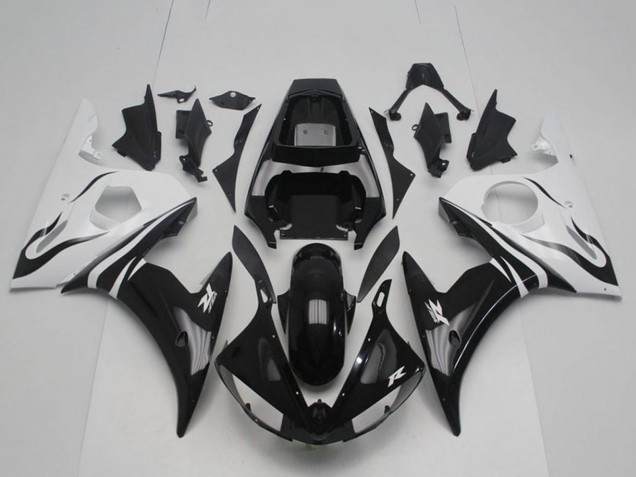 Mejores Carenado Moto Yamaha YZF R6 2003-2004 - Blanco Negro Brillante