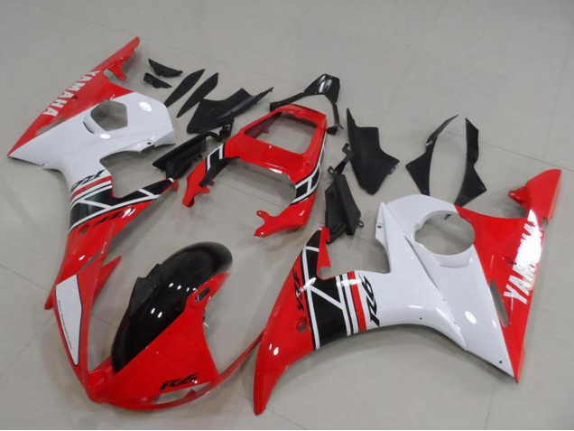 Mejores Kits Carenado Moto Yamaha YZF R6 2003-2004 - Blanco Rojo Negro Brillante