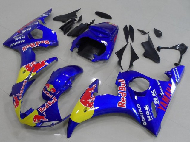 Mejores Carenados Moto Yamaha YZF R6 2003-2004 - Azul Amarillo Rojo Bull