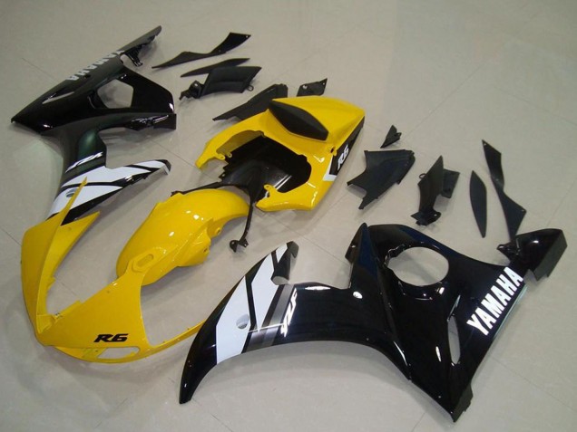 Mejores Carenados Moto Yamaha YZF R6 2003-2004 - Amarillo Blanco Negro Brillante
