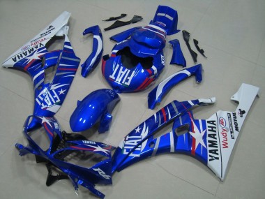 Mejores Carenados Moto Yamaha YZF R6 2006-2007 - Blanco Azul Fiat Motul Michelin