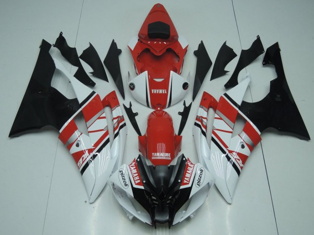 Mejores Carenado Moto Yamaha YZF R6 2008-2016 - Blanco Rojo Negro