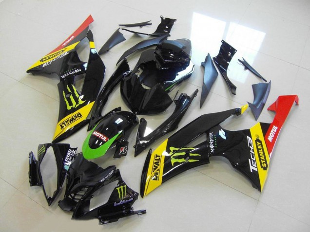 Mejores Carenado Moto Yamaha YZF R6 2008-2016 - Amarillo Rojo Negro Brillante Verde Monstruo Motul