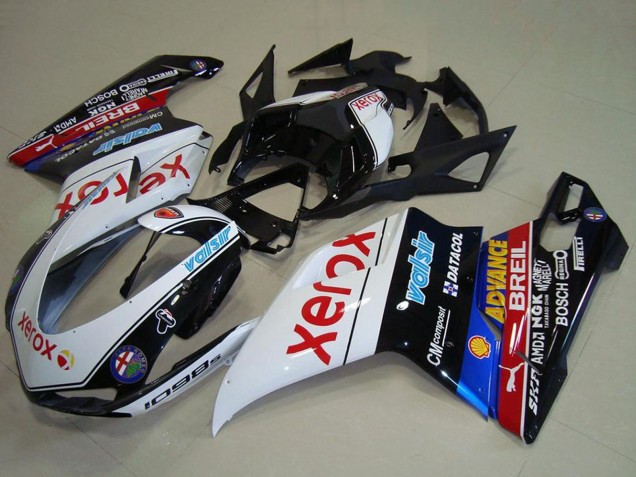 Mejores Carenados Moto Ducati 1098 2007-2014 - Blanco Azul Rojo Negro Brillante Negro Xerox Valsir