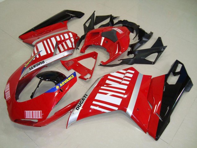 Mejores Carenados Moto Ducati 848 1098 1198 2007-2014 - Plata Azul Rojo Negro Brillante
