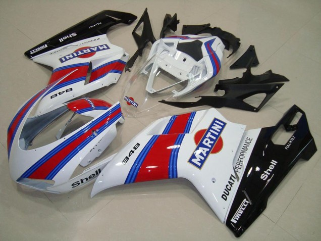 Mejores Carenados Moto Ducati 848 2007-2014 - Blanco Rojo Verde Negro Brillante Martini