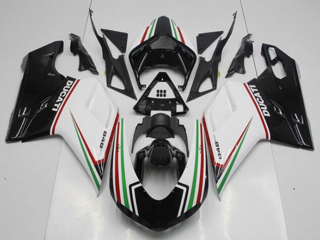 Mejores Kits Carenado Moto Ducati 848 2007-2014 - Blanco Rojo Verde Negro Brillante